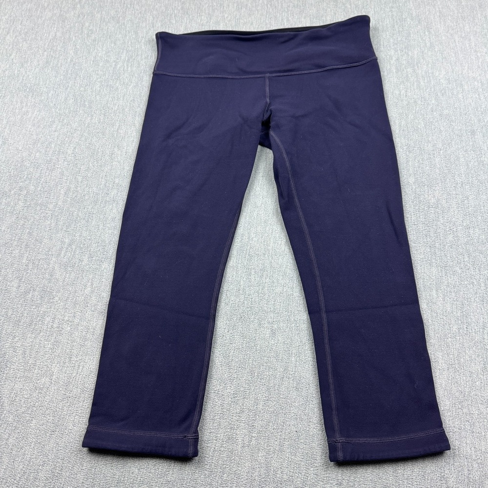 Lululemon Womens Leggings 10 Purple Black Wunder Under Cropped 23" Reversible